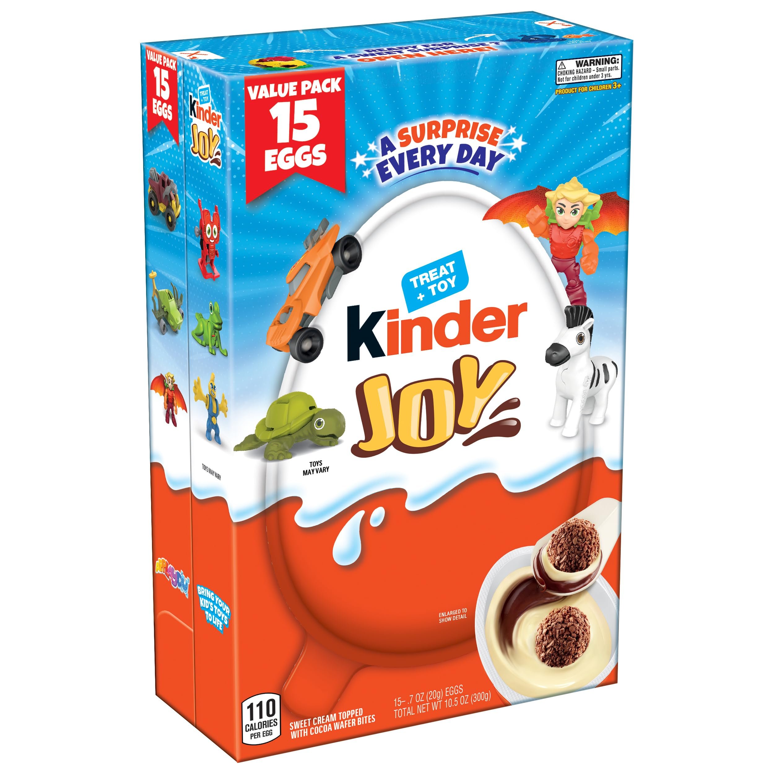 Kinder Joy Egg, Treat Plus Toy, Sweet Creams and Chocolatey Wafers, Individually Wrapped, 15-count, 10.5 oz - Product Image