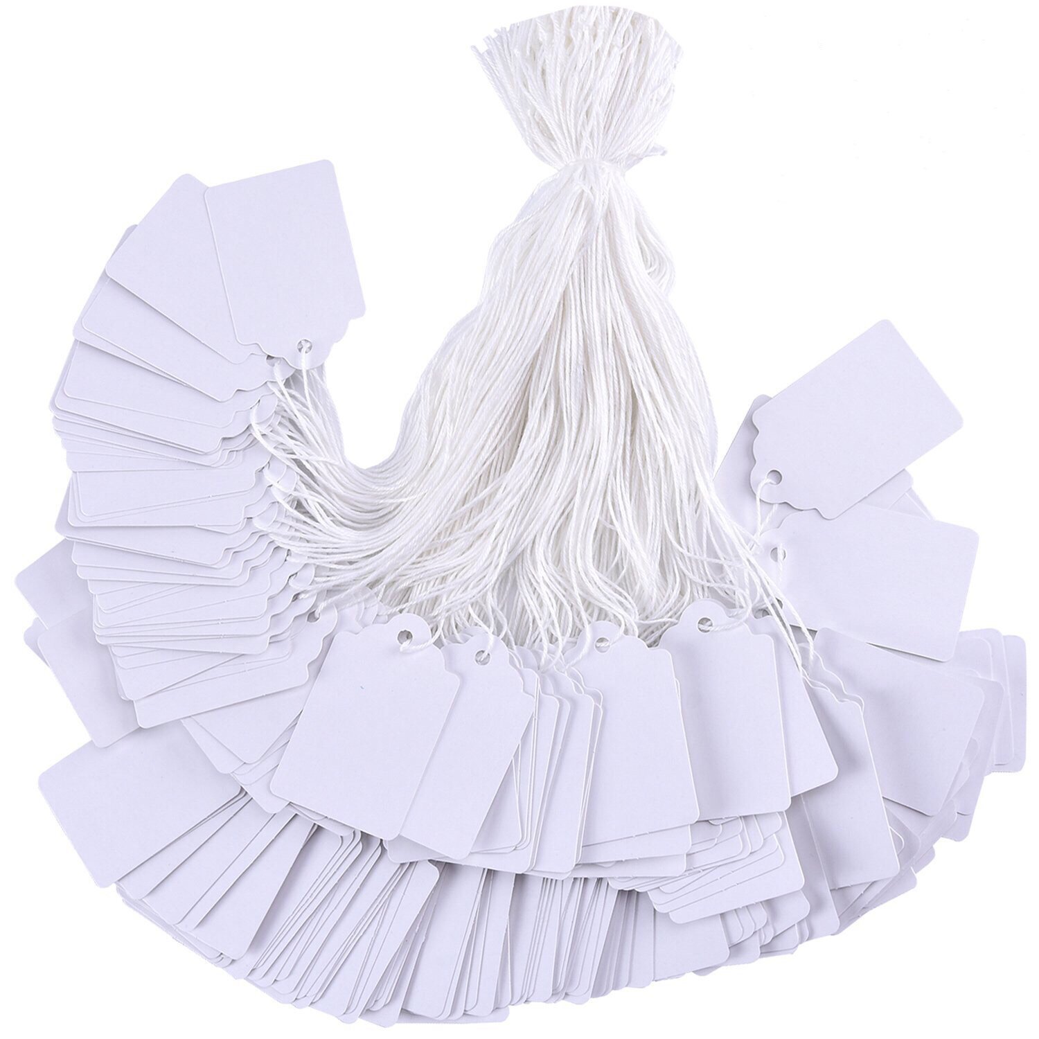 Brothersbox Price Tags with String Attached, 1000pcs White Marking Merchandise Strung Writable Label Hang Tags for Pricing Gift Jewelry Clothing Yard Sale Garage Supplies 1.75 x 1.093 inch - Product Image