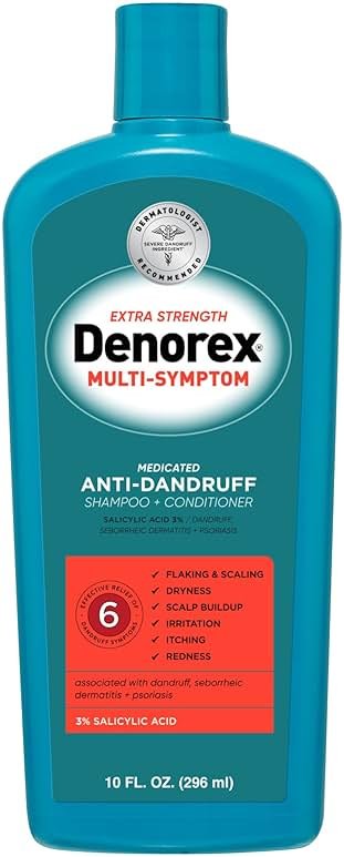Denorex Extra Strength Multi-Symptom Anti Dandruff Shampoo & Conditioner Treatment, 3% Salicylic Acid Helps Relieve Moderate Symptoms of Dandruff, Seborrheic Dermatitis & Psoriasis, 10oz - Product Image