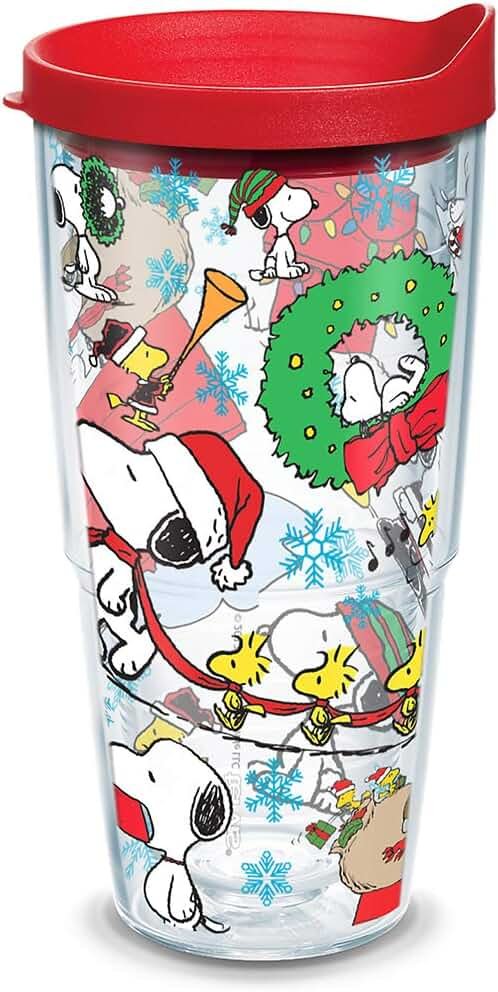 Tervis Peanuts Christmas Collage Made in USA Double Walled Insulated Tumbler Travel Cup Keeps Drinks Cold & Hot, 24oz, Classic - Product Image