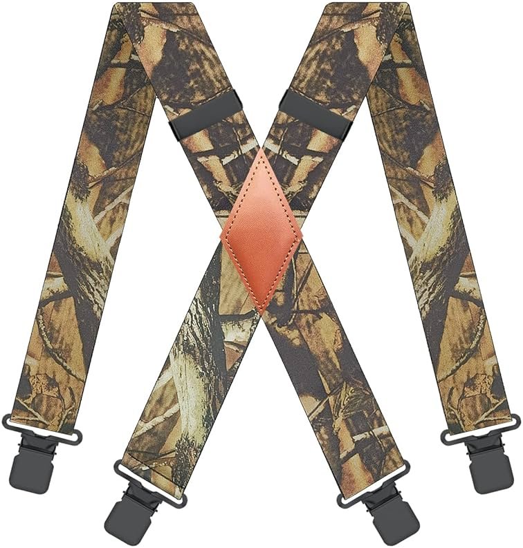 MENDENG Camo Suspenders for Men 2" Heavy Duty Clips - Adjustable X-Back Braces for Hunting and Daily Work - Product Image