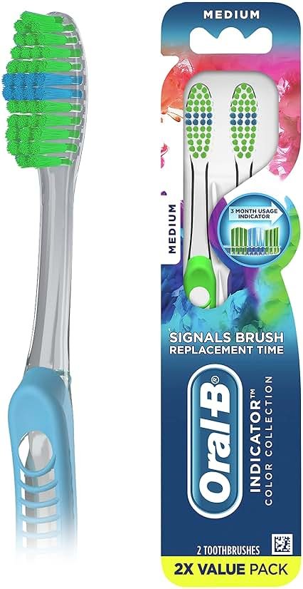 Oral-B Pro Health Fights Plaque & Tartar, 2 Count Medium Manual Toothbrush Pack, Indicator Bristles, Plaque Fighter, Gentle on Teeth - Product Image