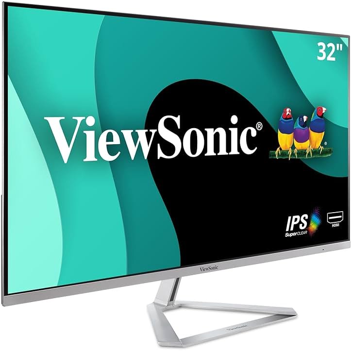 ViewSonic VX3276-MHD 32 Inch 1080p Monitor, IPS with Screen Split Capability and Eye Care Technology for Home and Office Entertainment, Ultra-Thin Bezels, DisplayPort, and HDMI Inputs - Product Image