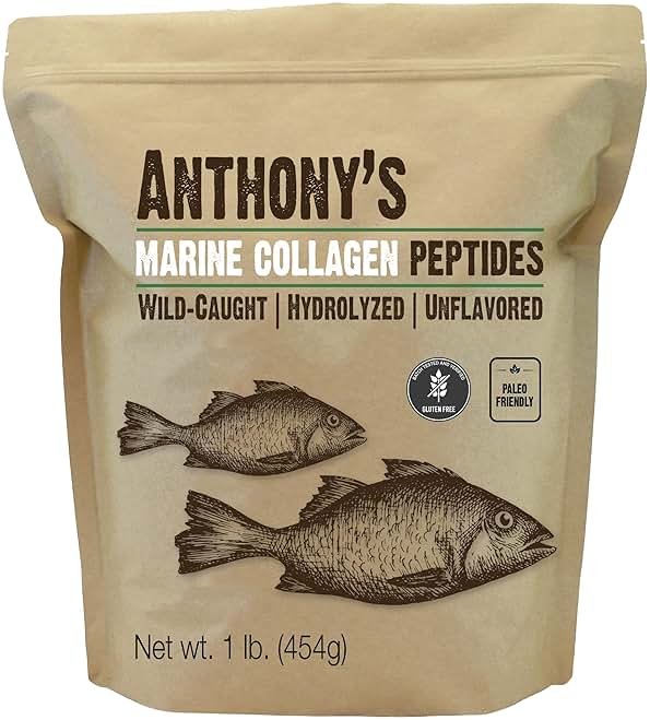 Anthony's Hydrolyzed Marine Collagen Peptides, 1 lb, Gluten-Free, Paleo and Keto Friendly, Unflavored - Product Image