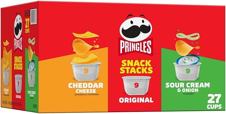 Pringles Potato Crisps Chips, Lunch Snacks, Snack Cups, Variety Pack, 19.3oz Box (27 Cups) - Product Image