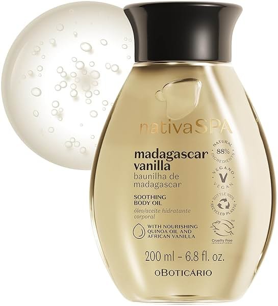 Nativa SPA by O Boticário, Madagascar Vanilla Body Oil, Soothing & Moisturizing, 6.8 Ounce - Product Image
