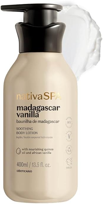 Nativa SPA O Boticário, Madagascar Vanilla Firming Body Lotion - 13.5 oz | 96% Natural Ingredient Moisturizer for Dry Skin with 10x Pure Quinoa Oil | Warm Gourmand Scent with Fragrance Microcapsules - Product Image