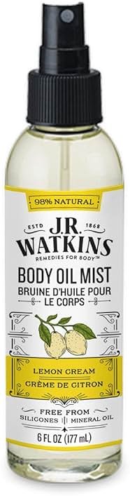 J.R. Watkins Natural Hydrating Body Oil Mist, Lemon Cream, Moisturizing Body Oil Spray for Glowing Skin, USA Made and Cruelty Free, 6 fl oz, Single - Product Image