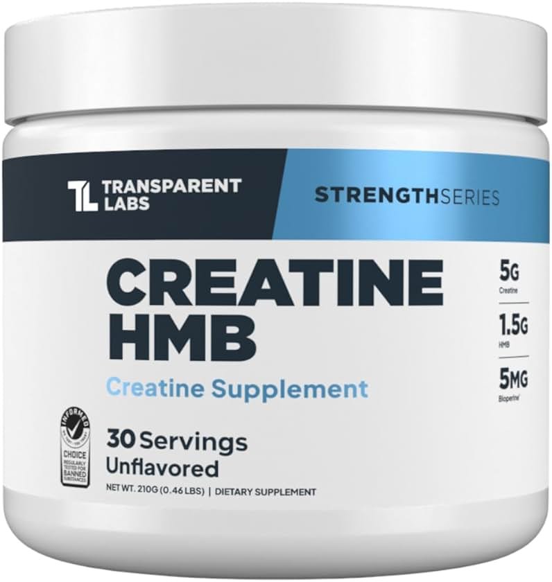 Transparent Labs Creatine HMB - Creatine Monohydrate Powder with HMB for Muscle Growth, Increased Strength, Enhanced Energy Output, and Improved Athletic Performance - 30 Servings, Unflavored - Product Image