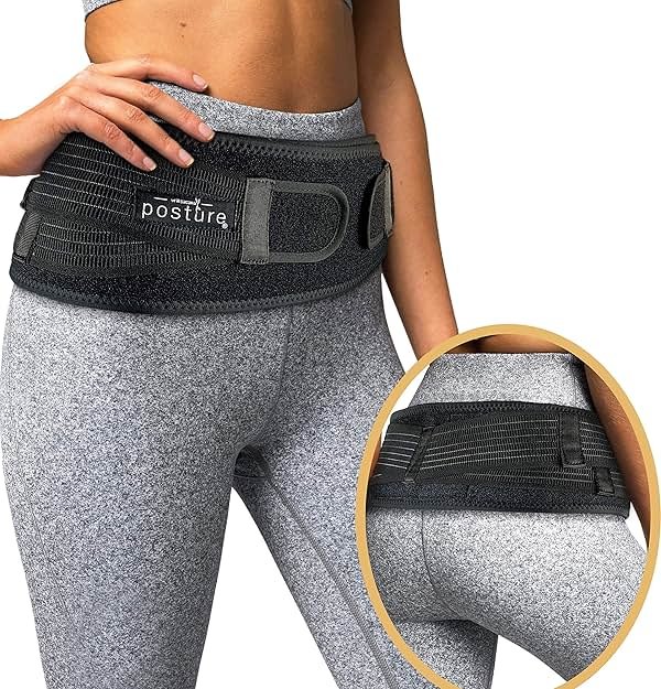 Vriksasana Posture Sacroiliac Hip Belt for Women and Men That Alleviates Sciatic, Pelvic, Lower Back, Leg and Sacral Nerve Pain Caused by Si Joint Dysfunction| Trochanter Brace (Regular, Black) - Product Image