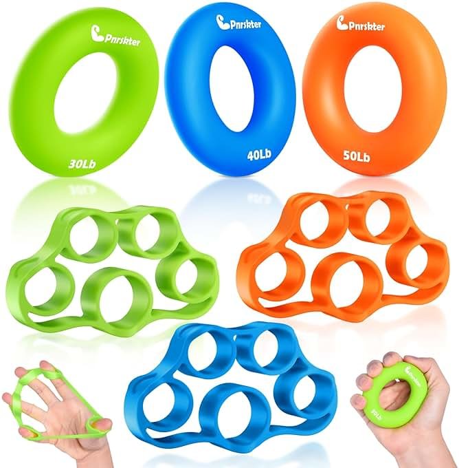 Hand Grip Strengthener, Finger Exerciser, Grip Strength Trainer (6 PCS),New Material,Forearm Grip Workout, Finger Stretcher, Relieve Wrist Pain, Carpal Tunnel - Product Image