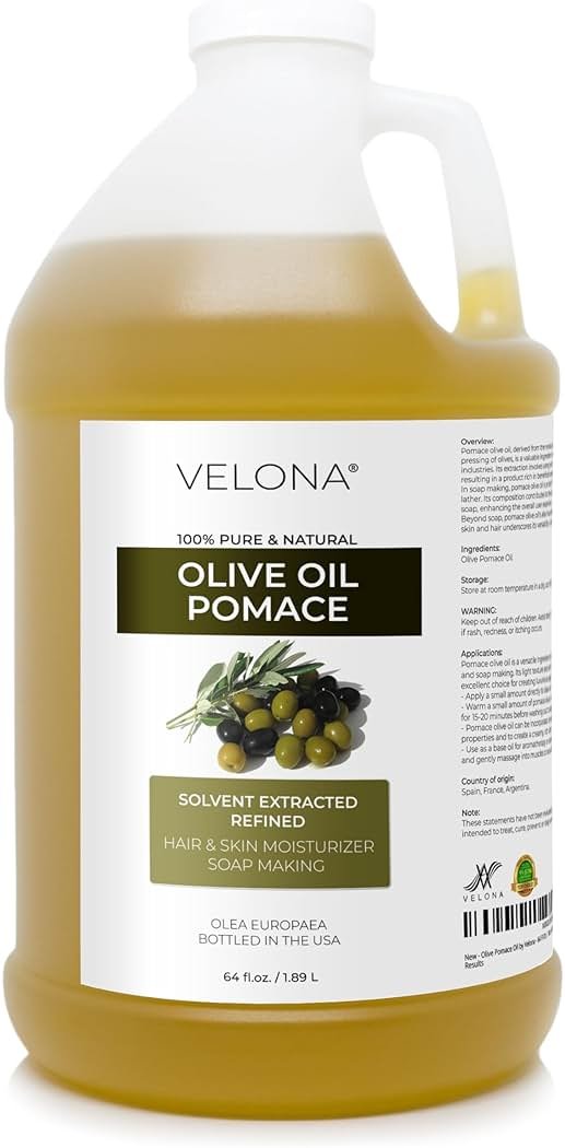 velona Olive Pomace Oil 64 Fl Oz | 100% Pure and Natural Carrier Oil | Refined | Skin, Hair, Body & Face Moisturizing | Use Today - Enjoy Results. - Product Image