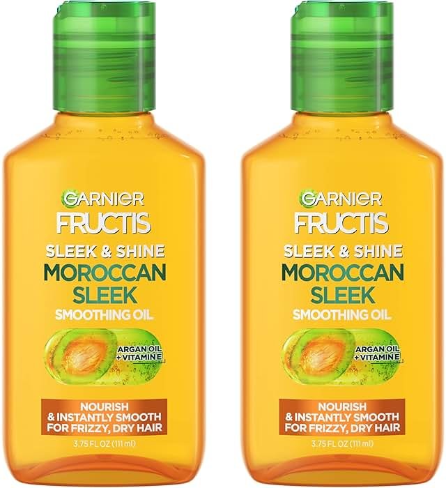 Garnier Fructis Sleek & Shine Moroccan Sleek Smoothing Oil for Frizzy, Dry Hair, Argan Oil, 3.75 Fl Oz, 2 Count (Packaging May Vary) - Product Image