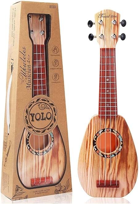 YOLOPLUS+ 17 Inch Kids Ukulele Guitar Toy 4 Strings Mini Children Musical Instruments Educational Learning Toy for Toddler Beginner Keep Tone Anti-Impact Can Play with Picks/Strap/Primary Tutorial - Product Image