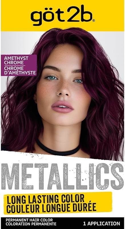 got2b Metallics Permanent Hair Dye, Amethyst Chrome M69, Hair Color for Women & Men, Formulated with Metallic-Shine Booster for Cool, Shimmering Tones, Lasts Up to 30 Washes, 1 Kit - Product Image