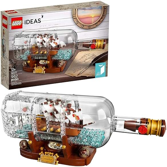 LEGO Ideas Ship in a Bottle 92177 Expert Building Kit, Snap Together Model Ship, Collectible Display Set and Toy for Adults (962 Pieces),Multicolor - Product Image