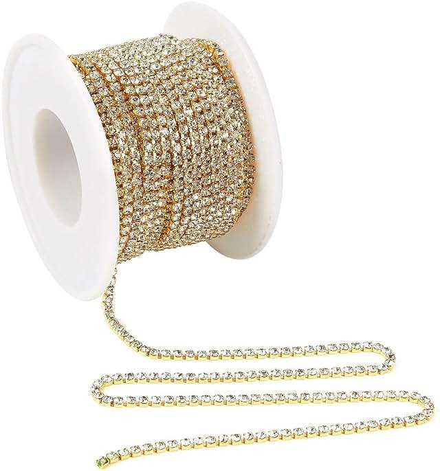 Juvale Gold Rhinestone Trim Chain - 11 yd x 2 mm Gold - DIY Crafts & Sewing - Appliques & Embellishments - Sew-On Rhinestones for Clothes - Product Image