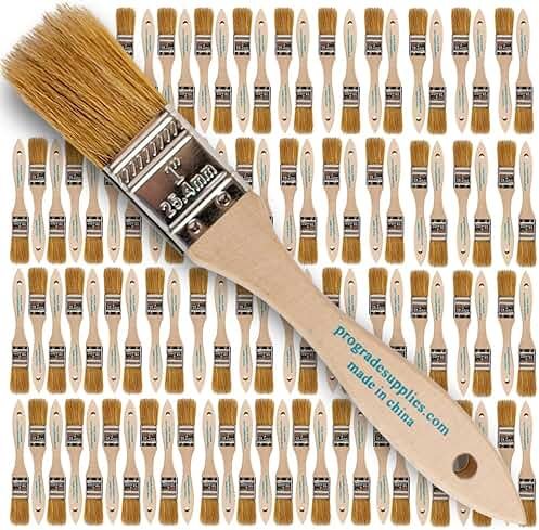 Pro Grade Chip Paint Brushes - 96-Pack - 1" Chip Brushes for Paints, Stains, Varnishes, Glues, & Gesso - Home Improvement - Interior & Exterior Use Light Brown - Product Image