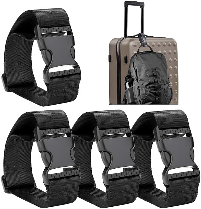 Frienda 4 Pcs Luggage Straps Add a Bag Luggage Connector Straps for Suitcase Travel Accessories Essentials to Connect Two Suitcase Adjustable Belt - Product Image