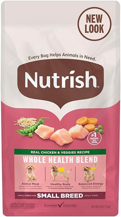 Nutrish Small Breed Real Chicken & Veggies Recipe Whole Health Blend Dry Dog Food, 6 lb. Bag, Packaging May Vary (Rachael Ray) - Product Image