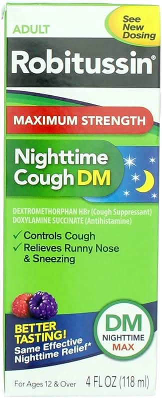 Robitussin Adult Nighttime Cough DM Liquid Maximum Strength - 4 oz, Pack of 6 - Product Image