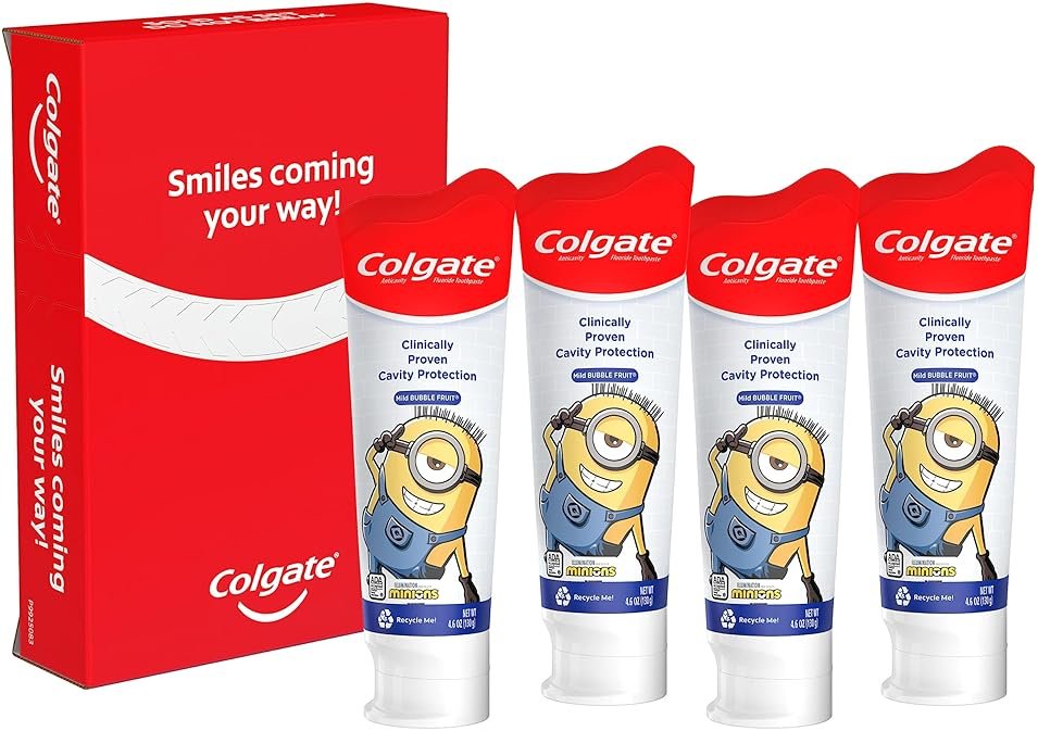Colgate Kids Toothpaste with Anticavity Fluoride, Minions, ADA-Accepted Fluoride Toothpaste, 4.6 Ounce Tube, 4 Pack - Product Image