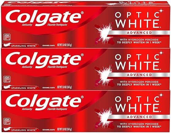 Colgate Optic White Whitening Toothpaste, Sparkling White - 5 ounce (3 Pack) - Product Image