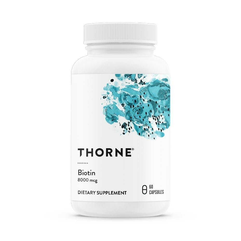 THORNE - Biotin - Vitamin B7 Supplement for Healthy Hair, Nails, Skin & Metabolism - Supports Nerve Health* - Third-Party Certified - Gluten, Dairy & Soy-Free - 60 Capsules - Product Image