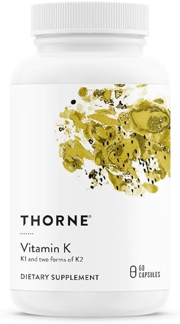 THORNE - Vitamin K - Vitamins K1 and K2 (as MK-4 and MK-7) Capsule Supplement - Supports Strong Bones* - Clinically Studied Ingredients - Third-Party Certified - Gluten, Dairy & Soy-Free - 60 Capsules - Product Image