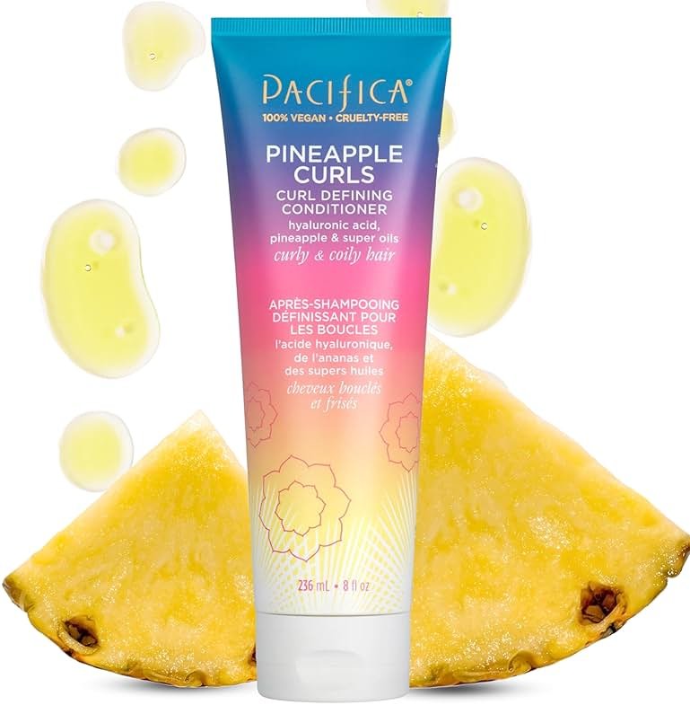 Pacifica Beauty, Pineapple Curls Defining Natural Conditioner, For Curly, Coily and Textured Hair Types, Pineapple Scent, Sulfate Free and Silicone Free, 100% Vegan and Cruelty Free | Hair Conditioner - Product Image