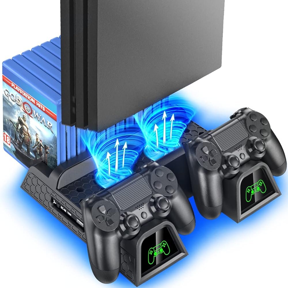 OIVO PS4 Stand for PlayStation 4 Console, Cooling Station for PS4 Slim/Pro/PlayStation 4 Consoles, Pro Vertical Stand with 12 Game Slots - Product Image
