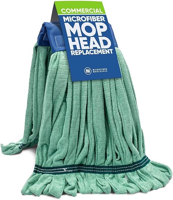 Commercial Mop Head Replacement – 1 Pack Large Green Microfiber Tube Mop (18 oz.) | Industrial Wet Mops | Washable Refill, Reusable, Heavy Duty, Looped End Mopheads | Hardwood, Concrete - Product Image