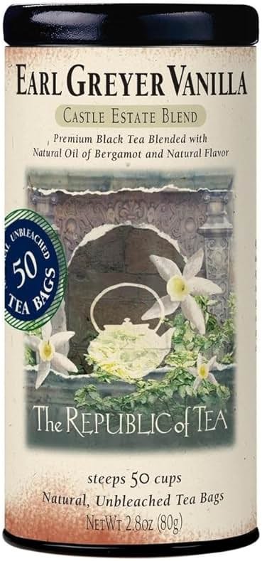 The Republic of Tea - Earl Greyer Vanilla Tea, 2.8 oz Tin, 50 Tea Bags | Gourmet Tea | Caffeinated - Product Image