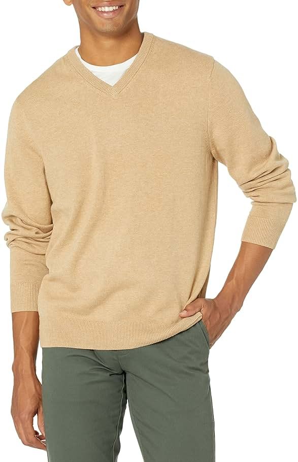 Amazon Essentials Men's Regular Fit Cotton V-Neck Pullover Sweater (Available in Big & Tall) - Product Image