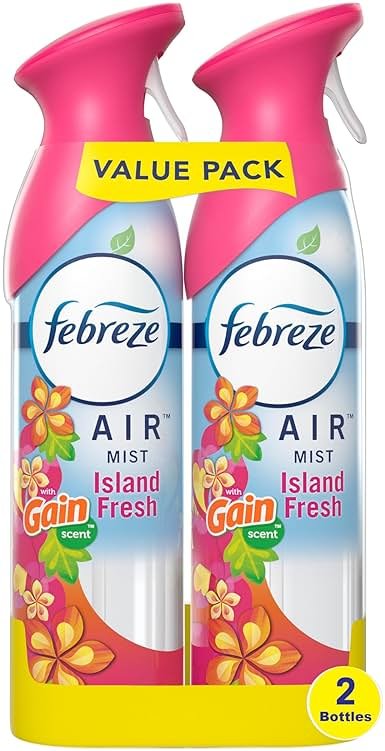 Febreze Air Mist Air Freshener Spray, Odor-Fighting Room Spray, Air Fresheners for Home and Bathroom and Kitchen, Aerosol Can, Gain Island Fresh Scent, 8.8oz, (Pack of 2) - Product Image