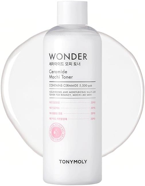 TONYMOLY Wonder Ceramide Mochi Milky Toner – 5,000 ppb Ceramide Barrier Repair Toner for Dry & Sensitive Skin – Hydrating Korean Glass Skin Essence, 16.9 fl oz / 500ml Value Size - Product Image