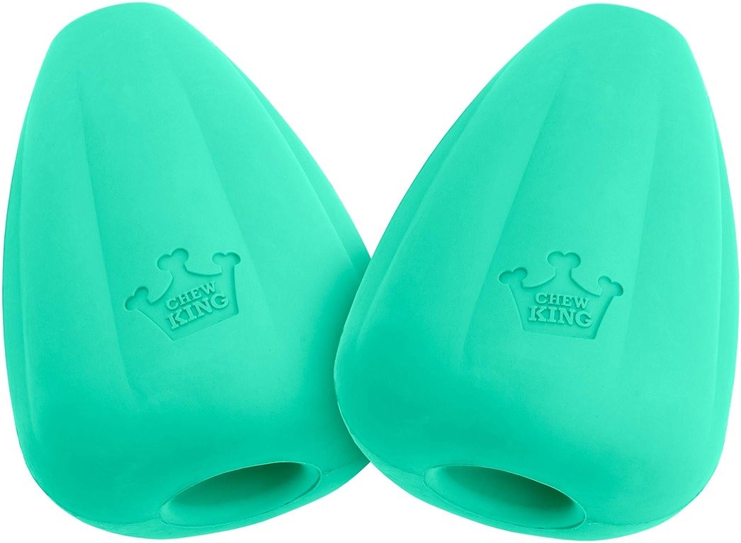 Chew King by Mammoth Premium Treat Dispensing Dog Toy, Durable Natural Rubber Chew Toy, Safety Air Vent, Interactive Enrichment Toy for Aggressive Chewers, Large Pack of 2- Teal - Product Image