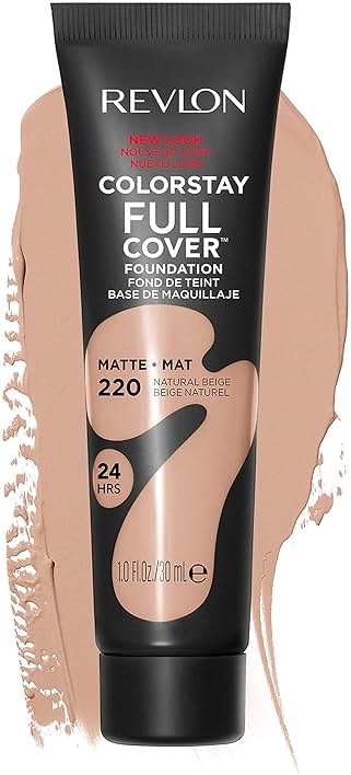 Revlon ColorStay Full Cover Longwear Matte Foundation, Heat & Sweat Resistant Lightweight Face Makeup, 220 Natural Beige, 1.0 fl oz - Product Image