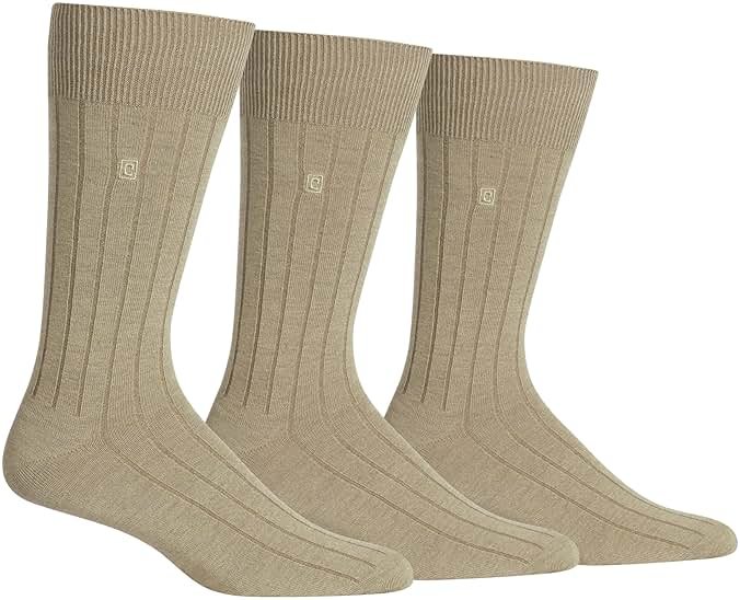 Chaps Men's Soft Touch True Rib Dress Crew Socks - 3 Pair Pack - Modal Blend and Embroidered Detail - Product Image