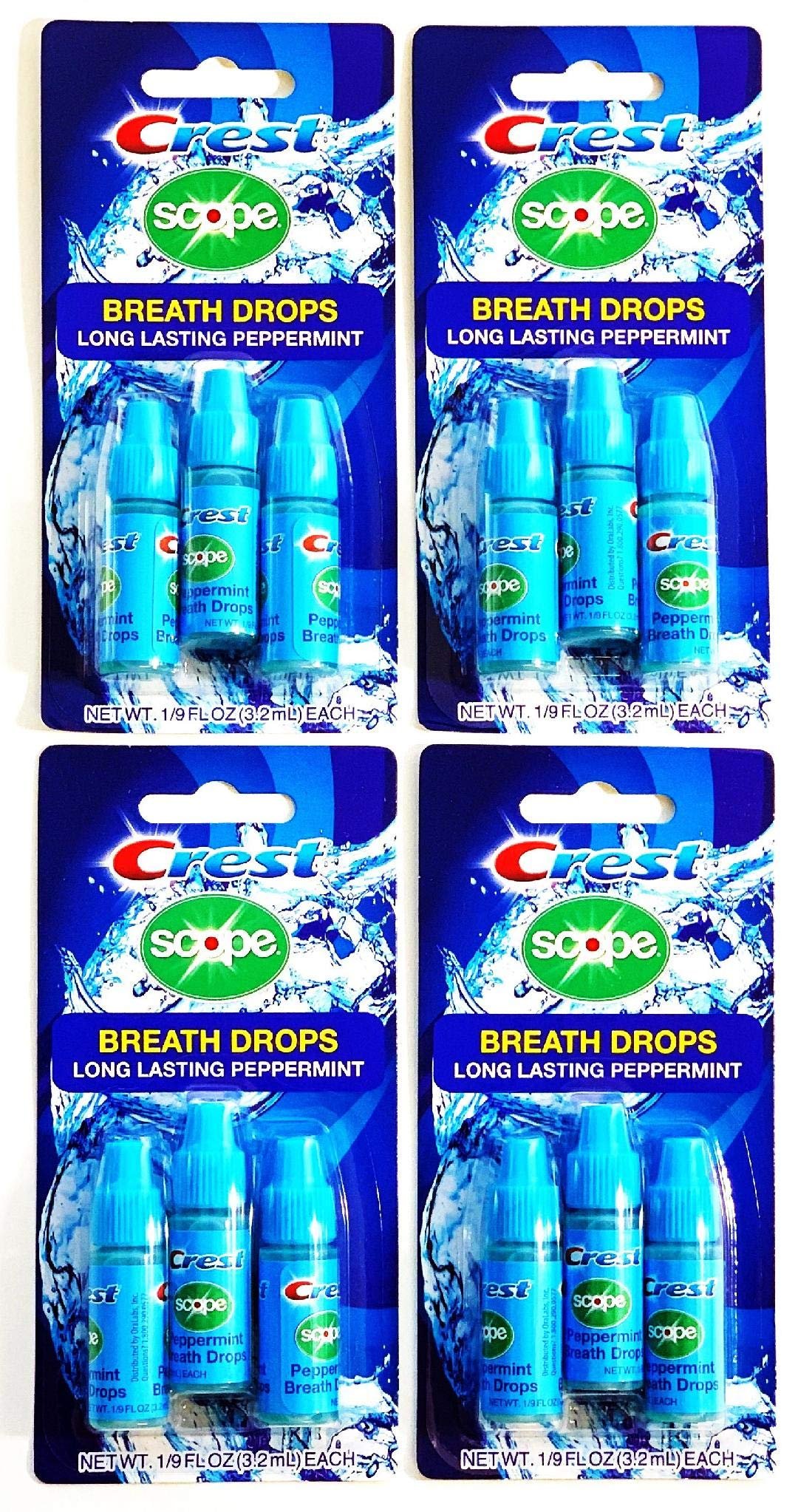 Crest Scope Breath Drops - Long Lasting Peppermint Liquid Breath Fresheners 12 Count - Product Image