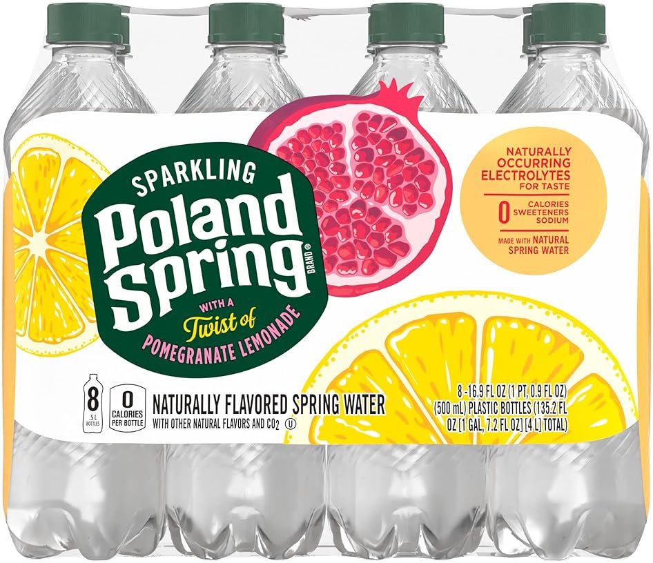 Poland Spring Sparkling Water, Pomegranate Lemonade, 16.9 oz. Bottles (Pack of 8) - Product Image