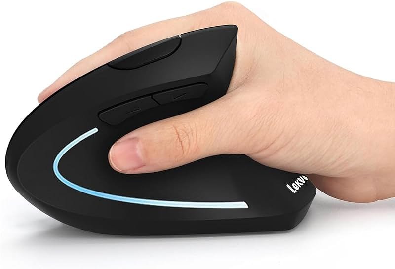Ergonomic Mouse, LEKVEY Vertical Wireless Mouse - Rechargeable 2.4G Optical Vertical Mice : 3 Adjustable DPI 800/1200/1600 Levels 6 Buttons, for Laptop, Mac, PC, Computer, Desktop, Notebook etc, Black - Product Image