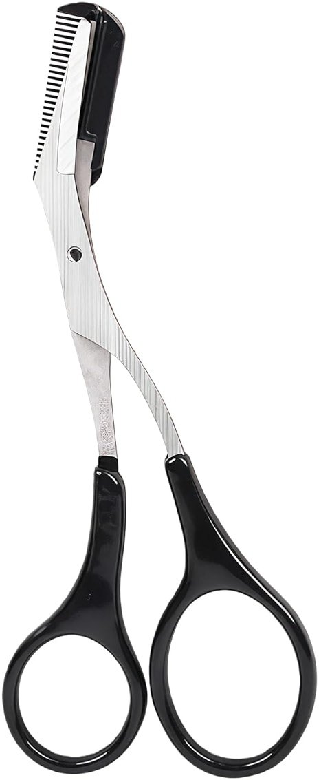 ericotry Professional Precision Eyebrow Trimmer Scissors Scissors with Comb and Non Slip Finger Grips Black Silver Tone for Men Women Hair Removal Grooming Shaping Black - Product Image