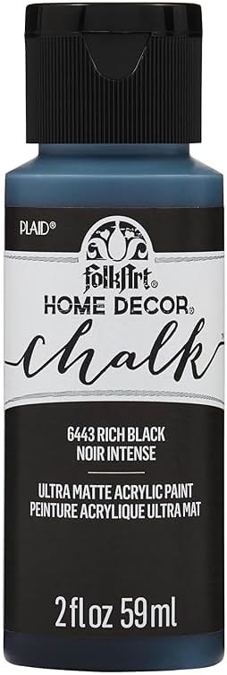 FolkArt 6443 Home Décor Chalk Furniture & Craft ,Acrylic Paint in Assorted Colors, 2 oz, Rich Black - Product Image