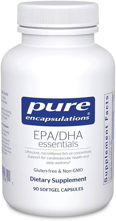 Pure Encapsulations EPA/DHA Essentials - Fish Oil Concentrate Supplement to Support Cardiovascular Health* - Premium EPA & DHA Supplement with Omega 3-90 Softgel Capsules - Product Image