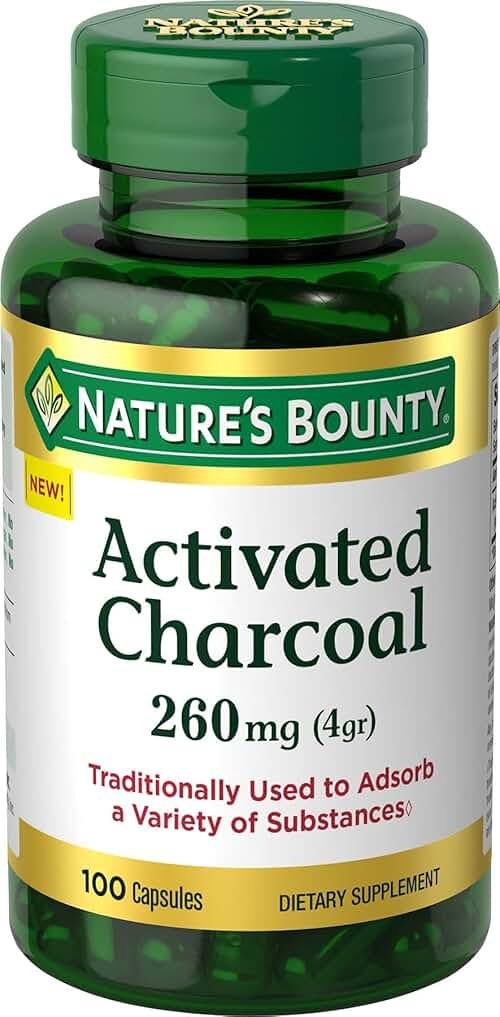 Nature's Bounty Activated Charcoal 260 mg, 100 Capsules, Dietary Supplement to Support a Healthy Lifestyle - Product Image