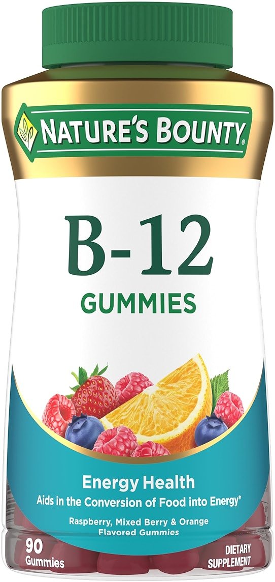 Nature's Bounty Vitamin B12 Gummies, Dietary Supplement, Supports Energy Metabolism and Nervous System Health, Mixed Berry Flavor, 500mcg, 90 Gummies - Product Image