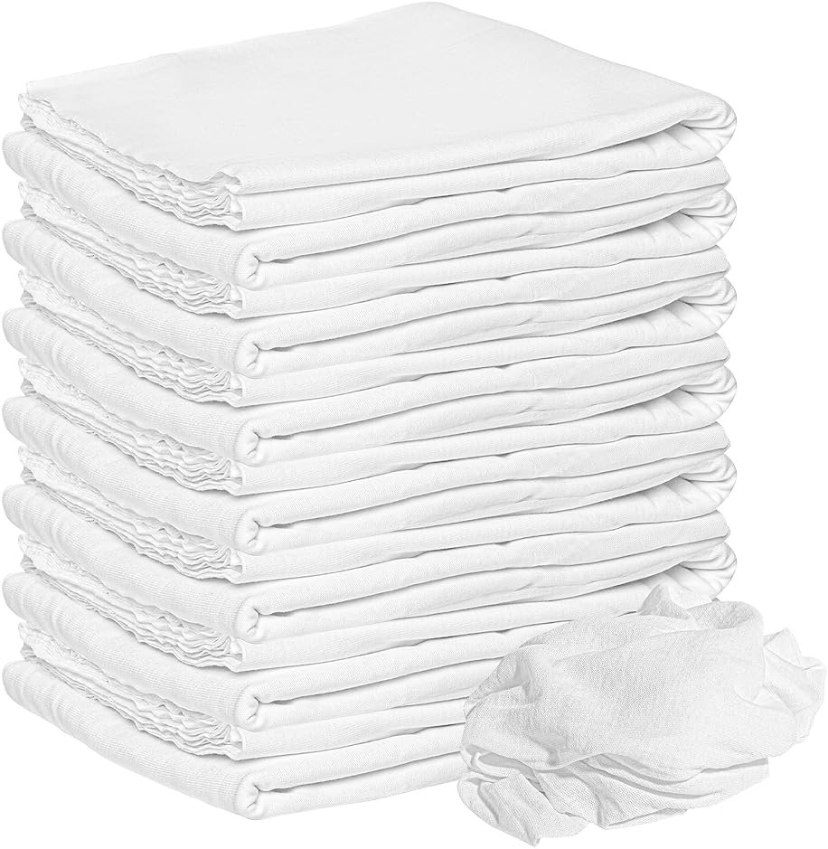 Nabob Wipers New Lint Free Cloth (15 Pack) - 100% Cotton Cleaning Rags Exact Cut - Premium White Rags for Cleaning House - White Rags for Dusting, Staining, Polishing, Painting 18"x18" - Product Image