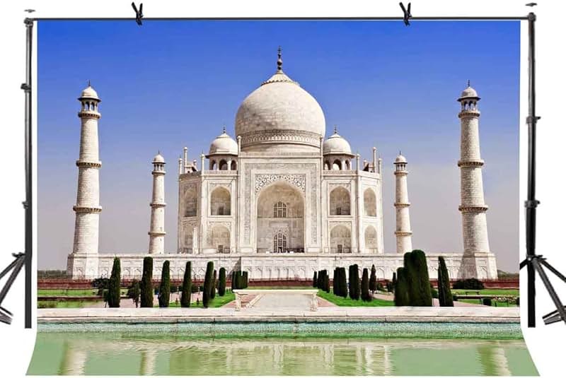 LYLYCTY 7x5ft Taj Mahal Backdrop Indian Famous Architectural Taj Mahal Photography Background and Studio Photography Backdrop Props LYLX207 - Product Image