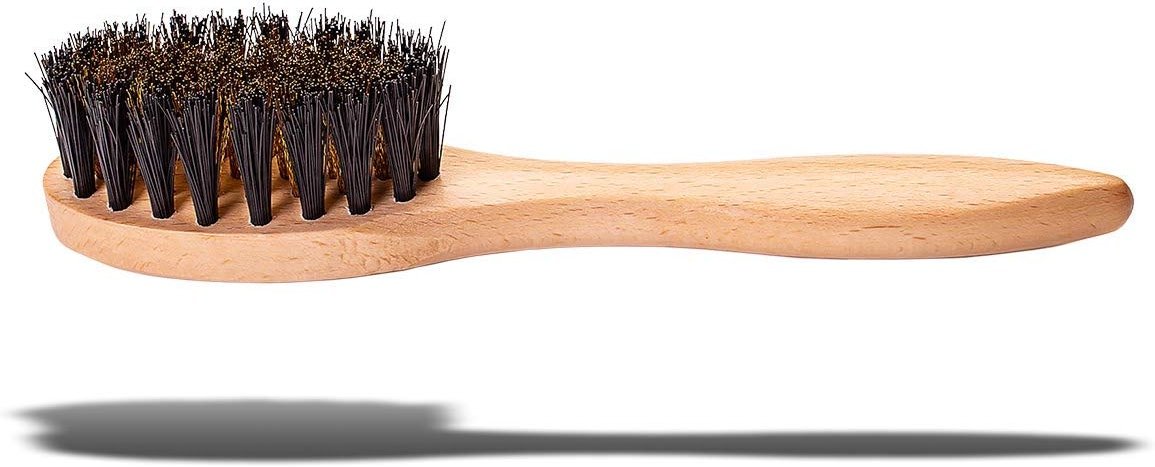 Valentino Garemi Suede & Nubuck Cleaning Brush – Brass + Polymer Bristles for Stain & Spot Removal on Shoes, Boots and Garments – Wooden Handle – Made in Germany - Product Image